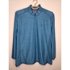 Tommy Bahama IslandZone blue long sleeve 1/4 quarter zip pullover shirt - XL